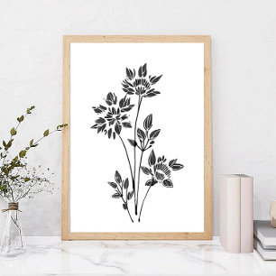 Minimalistischer Blumen-Skizzenkunstposter Poster