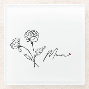 Minimalistischer Blumen-Untersetzer für Mama mit H Glasuntersetzer