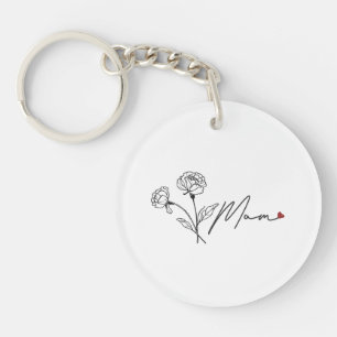 Minimalistischer Blumenanhänger für Mama mit Herz Schlüsselanhänger