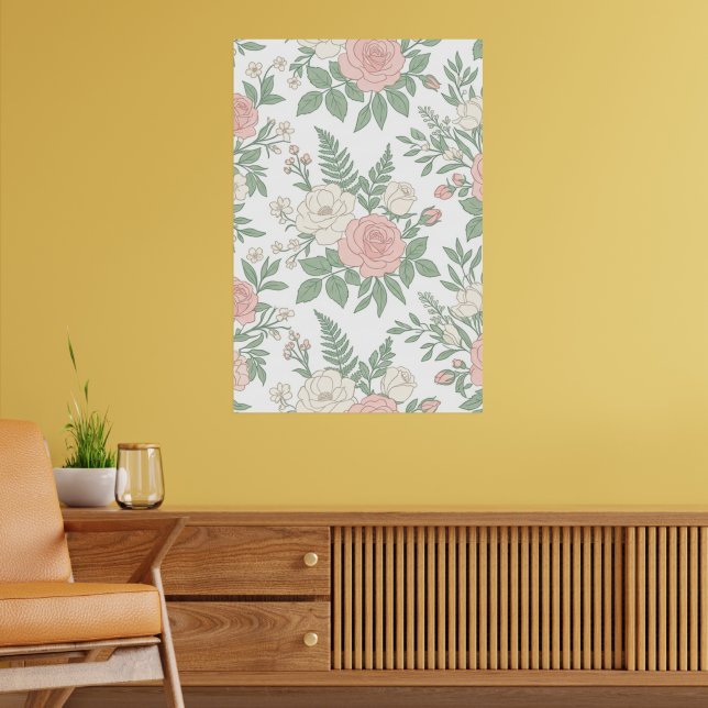 Minimalistischer Blumenblüten Botanischer Kunstpos Poster (Wohnzimmer 2)