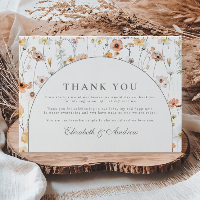 Minimalistischer Blumenbogen-Hochzeit Dankeskarte (Von Creator hochgeladen)