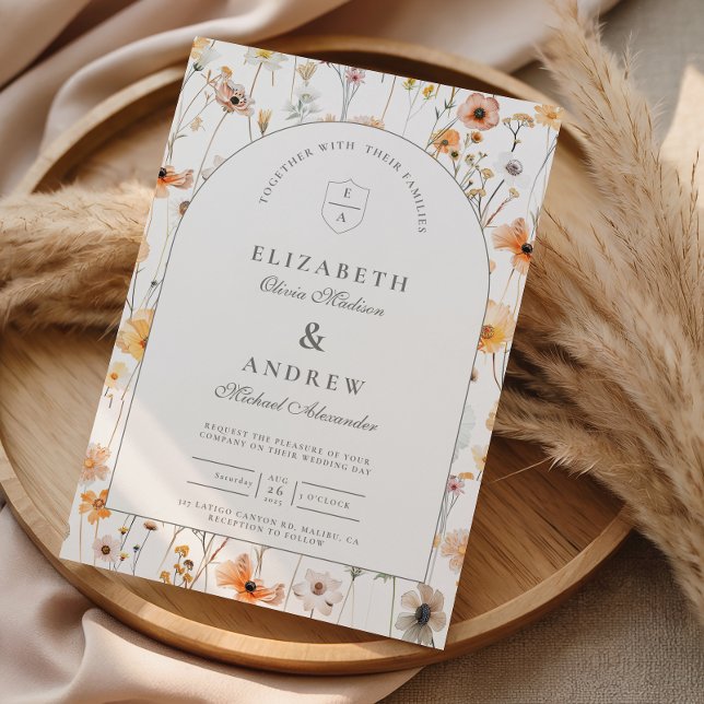 Minimalistischer Blumenbogen-Hochzeit Einladung (Von Creator hochgeladen)