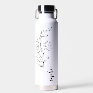 Minimalistischer Blumendesign individuelle Name Tu Trinkflasche