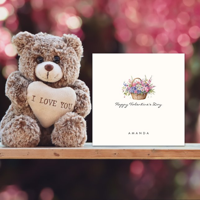 Minimalistischer Blumenkorb Niedlich Valentinskart Einladung (Von Creator hochgeladen)