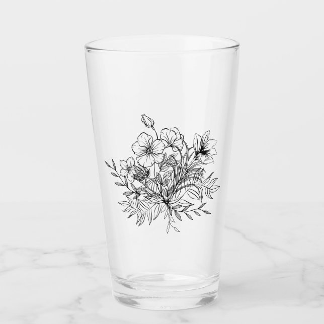 Minimalistischer Blumenstrauß  Glas (Vorderseite)