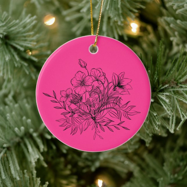 Minimalistischer Blumenstrauß  Keramik Ornament (Baum)