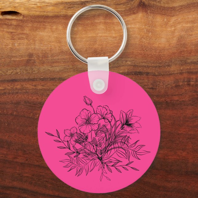 Minimalistischer Blumenstrauß  Schlüsselanhänger (Vorderseite)