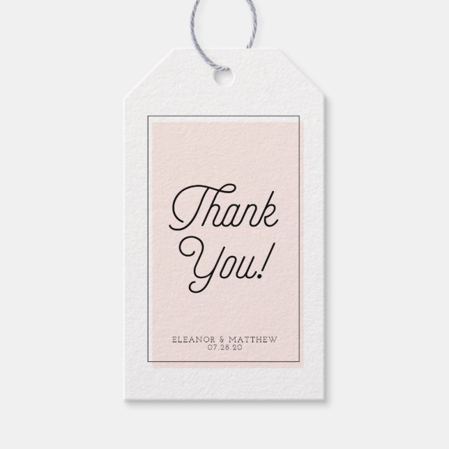 Minimalistischer Blush-Farbblock Vielen Dank Geschenkanhänger (Vorderseite)