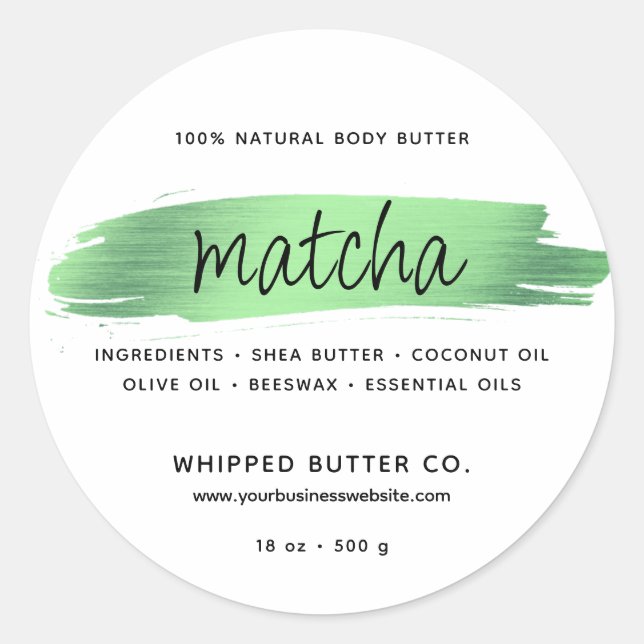 Minimalistischer Body Butter Grünes Unternehmen Runder Aufkleber (Vorderseite)