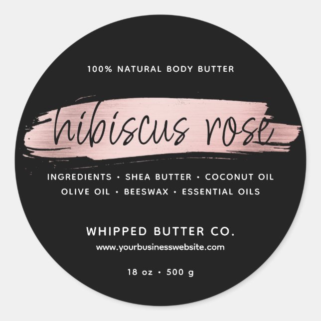 Minimalistischer Body Butter Rose für kleine Unter Runder Aufkleber (Vorderseite)