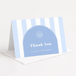 Minimalistischer Bogen Blau-Weiß-Streifen Küsten-T Dankeskarte