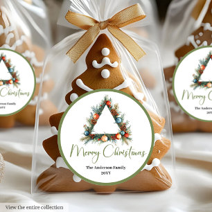 Minimalistischer Bohemian Earthy Weihnachtsanhänge Runder Aufkleber