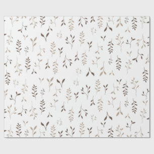 Minimalistischer Boho-Beige-Braun-Botanischer-Blat Geschenkpapier