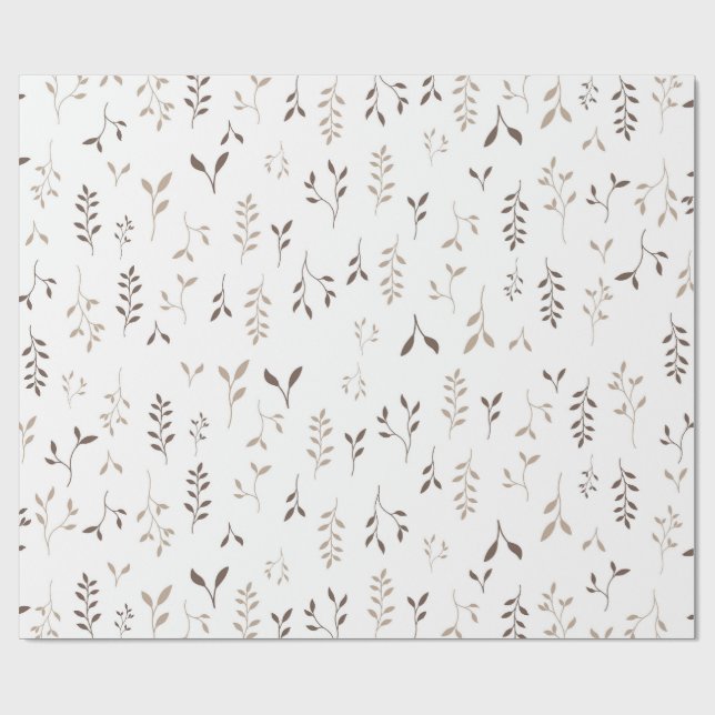 Minimalistischer Boho-Beige-Braun-Botanischer-Blat Geschenkpapier (Flach)