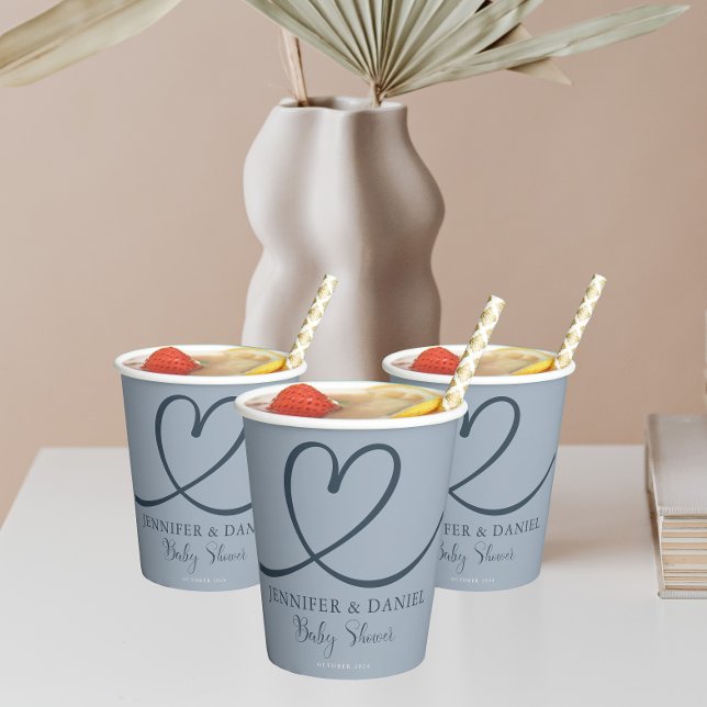 Minimalistischer Boho Blue Handgeschriebener elega Pappbecher (Von Creator hochgeladen)