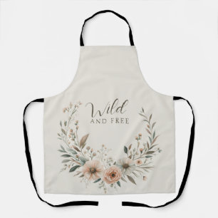 Minimalistischer Boho-Blumen in Elfenbein und Rosé Schürze