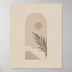 Minimalistischer Boho-Bogen-Palmen-Sonne-Poster Poster