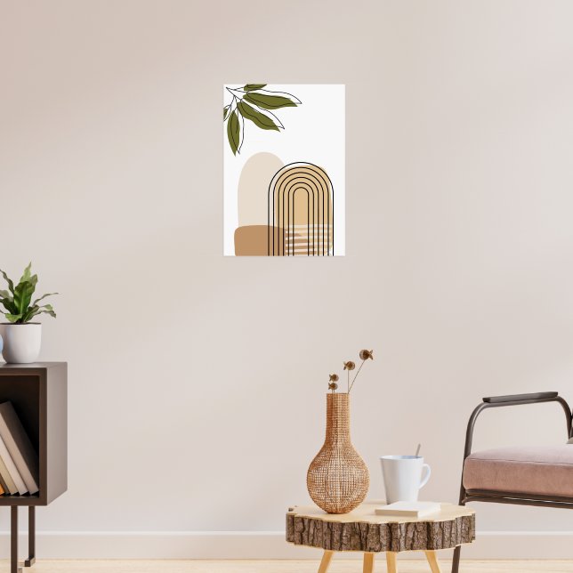 Minimalistischer Boho-Botanik-Bogen-Plakat erdige  Poster (Wohnzimmer 3)