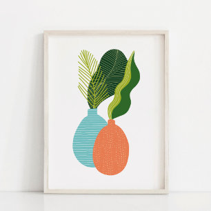 Minimalistischer Boho-Botanik-Topfpflanzen-Kunst Poster