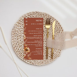Minimalistischer Boho Chic Wildblume Hochzeitstisc Menükarte