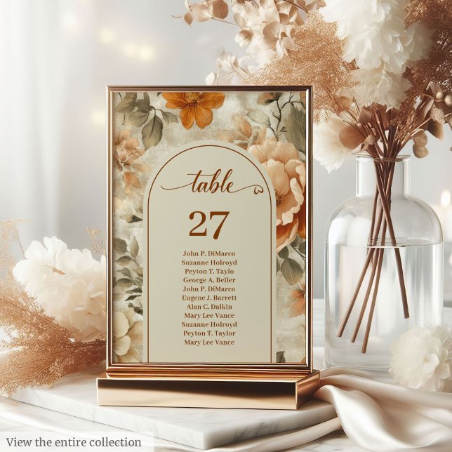 Minimalistischer Boho-Erden-Ton-Elfenbein-Sage-Blu Tischnummer (Minimalist Boho Earthy Ivory Sage Floral Wedding Table Number

)