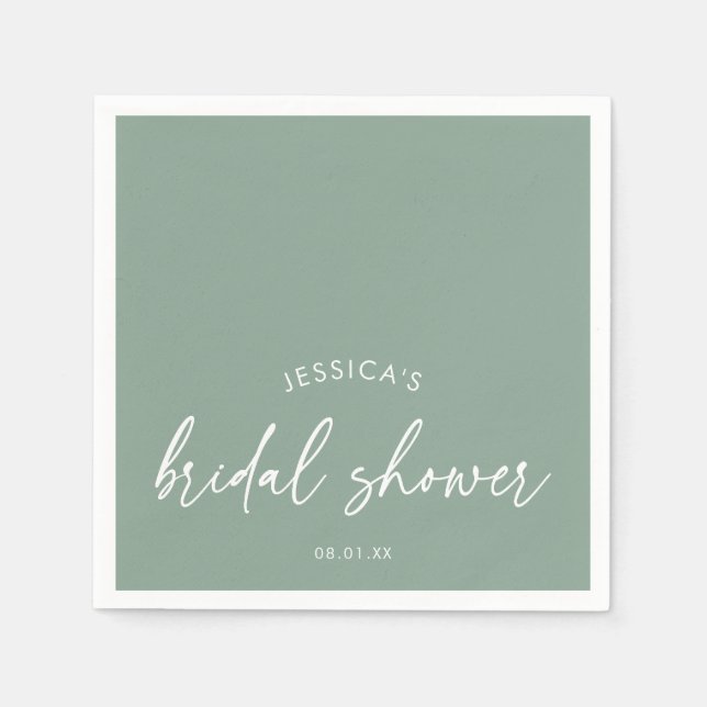 Minimalistischer Boho-Hochzeitsdusche in Salbeigrü Serviette (Vorderseite)
