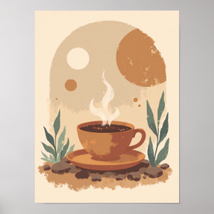 Minimalistischer Boho Kaffee Cup Abstrakt Kitchenw Poster