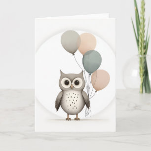 Minimalistischer Boho-Kauz mit Ballons Leerkarten- Karte