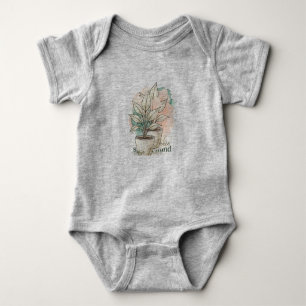 Minimalistischer Boho-Pflanzen-Wasserfarbgrafik -  Baby Strampler