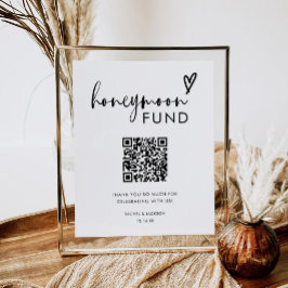 Minimalistischer Boho Qr Code Honeymoon Fund Poster