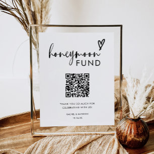 Minimalistischer Boho Qr Code Honeymoon Fund Poster