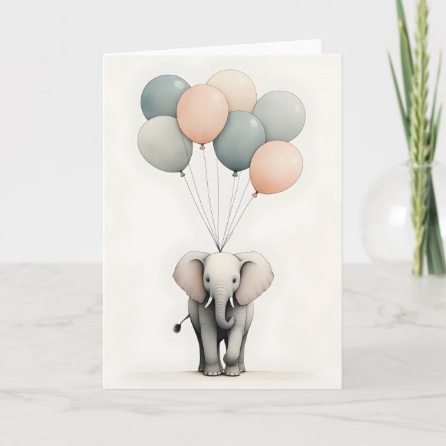 Minimalistischer Boho Style Elephant mit Blank der Karte (Vorderseite)