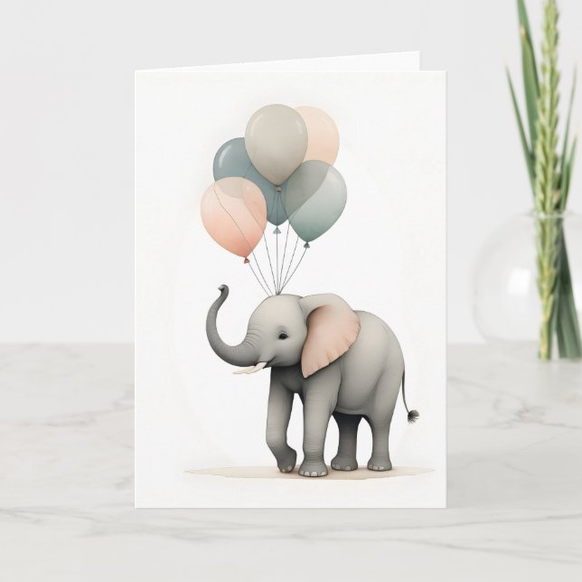 Minimalistischer Boho Style Elephant mit Blank der Karte (Vorderseite)