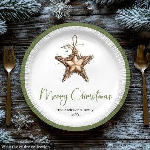 Minimalistischer Boho-Weihnachtsstrauß in Botanik  Pappteller