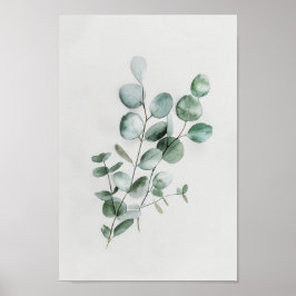 Minimalistischer botanischer Eukalyptus in Wasserf Poster