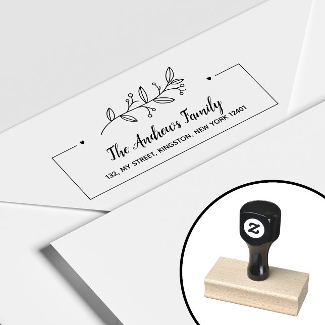 Minimalistischer botanischer Familienname Leaf Gummistempel (Von Creator hochgeladen)