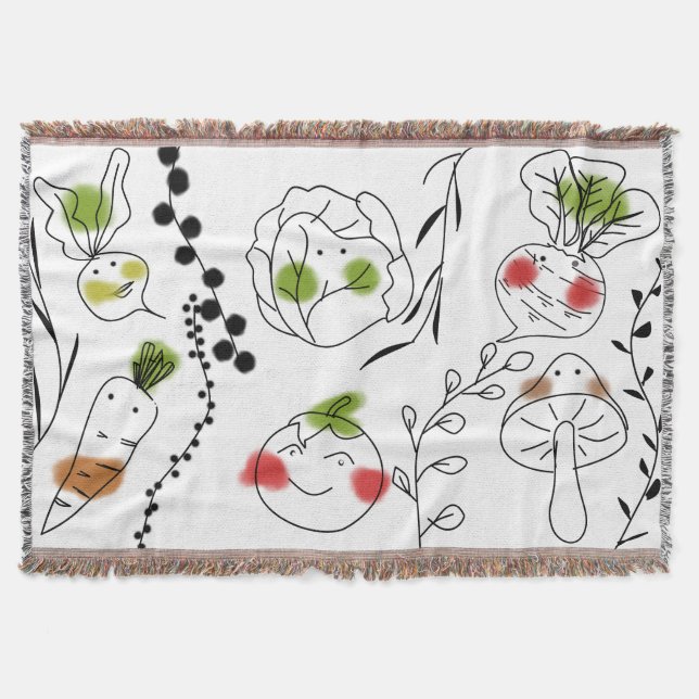 Minimalistischer Botanischer Garten Ernte Gemüse Decke (Vorderseite)