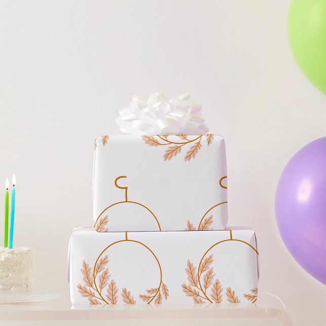 Minimalistischer botanischer Kranz modern neutral Geschenkpapier (Von Creator hochgeladen)