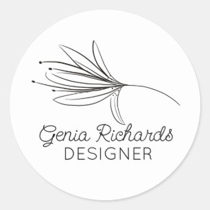Minimalistischer botanischer Lilienblumendesigner  Runder Aufkleber