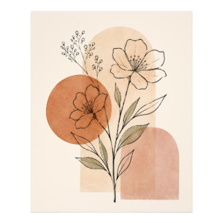 Minimalistischer botanischer Linienkunst-Druck | B Fotodruck