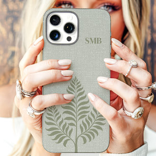 Minimalistischer Botanischer Monogramm Salbei iPhone 16 Pro Max Hülle