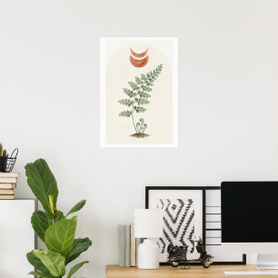 Minimalistischer botanischer Pflanzen-Mondphasen-K Poster
