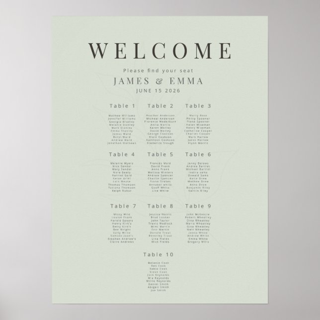Minimalistischer botanischer Sitzplan10 Blassgrau Poster (Vorne)