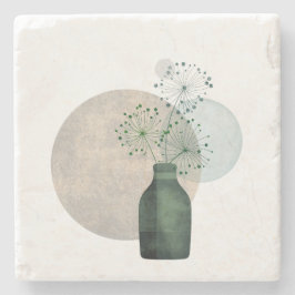 Minimalistischer Botanischer Skandinavischer Wohnd Steinuntersetzer