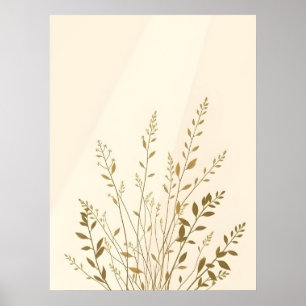Minimalistischer Botanischer Wildblumen-Sonnenstra Poster