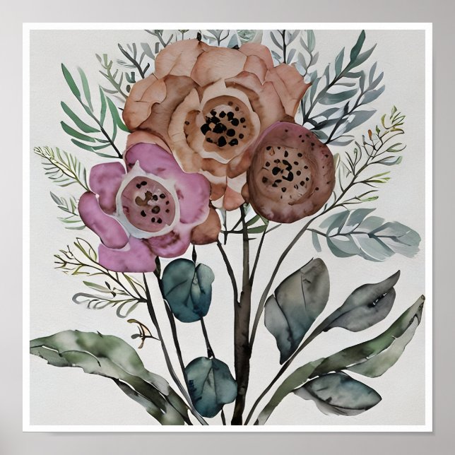 Minimalistischer Bouquet von Blume Poster (Vorne)