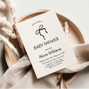 Minimalistischer Brunch Schwarze Schleife Baby Sho Einladung