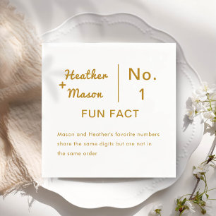 Minimalistischer Brush Couple Fun Fakten Hochzeit Serviette