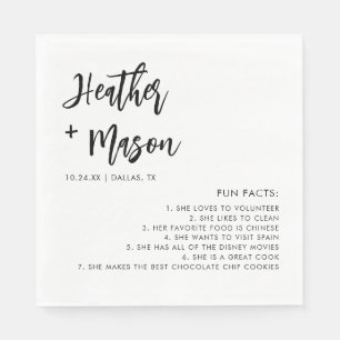 Minimalistischer Brush Wedding Fun Fakten Napkins Serviette
