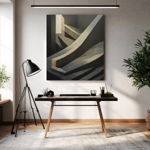 Minimalistischer brutalistischer Beton Treppe Abst Poster